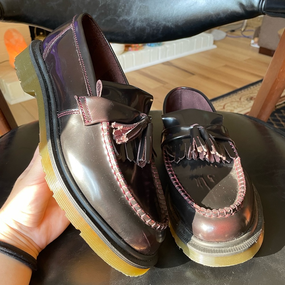 Dr. Marten Arian Arcadia Leather Tassel Loafers in Cherry Red
